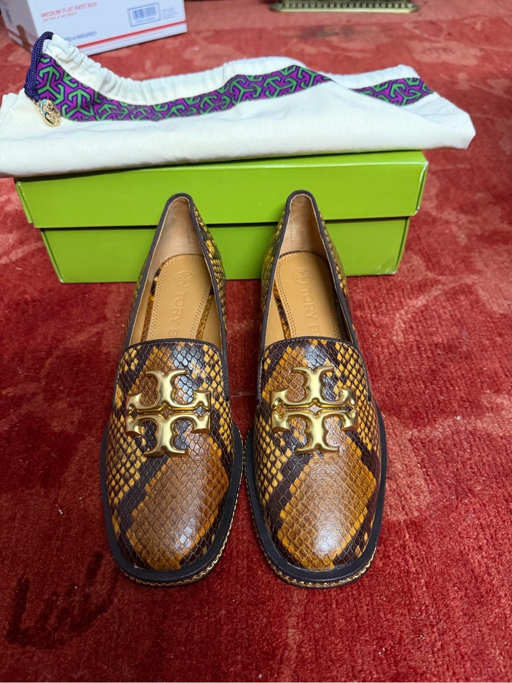 TORY BURCH Snakeskin Effect Loafers.
